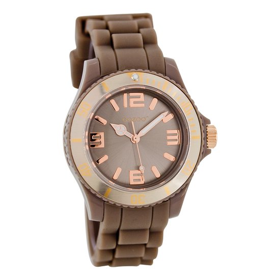 OOZOO Timepieces - Taupe horloge met taupe rubber band - JR255