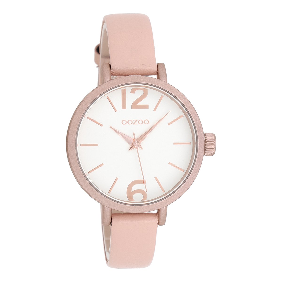 OOZOO Timepieces - Poeder roze horloge met poeder roze leren band - C8407