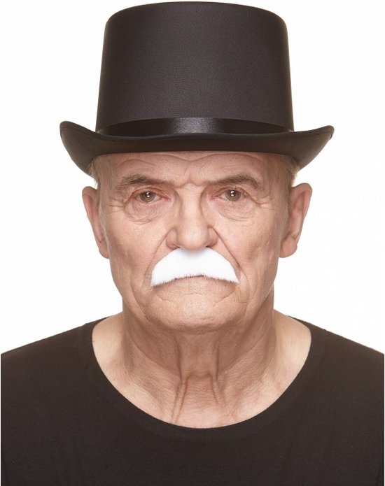 Partychimp Plaksnor Cowboy Nep Snor Zelfklevend voor Carnaval Verkleedaccessoire - Wit - Imitatiebont