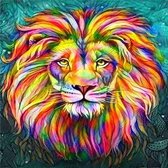 Diamond Painting - Kleurrijke leeuw - Ronde steentjes - 40x30cm