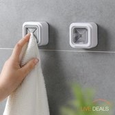 Zelfklevende Handdoek Houder | Ophang Klem Keuken Badkamer Toilet |  Handdoek Theedoek Vaatdoek | Handdoekhouder | Wandklem Theedoek |  Wit Met Transparant
