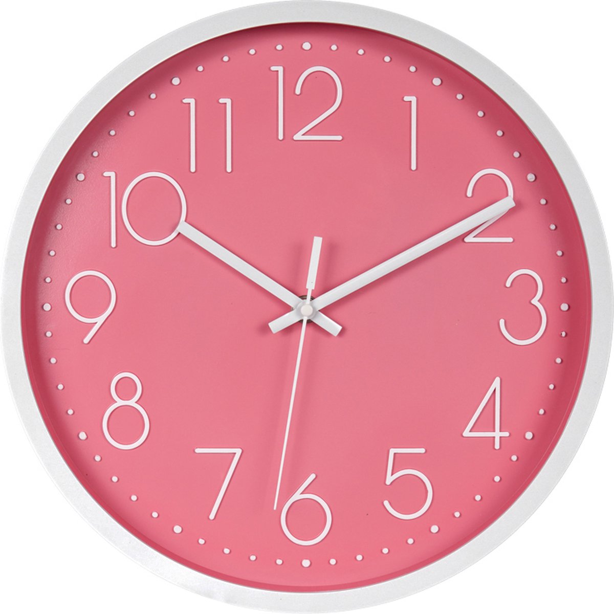 IvoQ Elegante Wandklok Roze 30 cm - Strak Design - Modern & Stil - Ideaal voor Thuisdecoratie