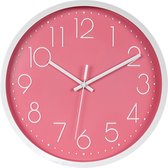 IvoQ Elegante Wandklok Roze 30 cm - Strak Design - Modern & Stil - Ideaal voor Thuisdecoratie