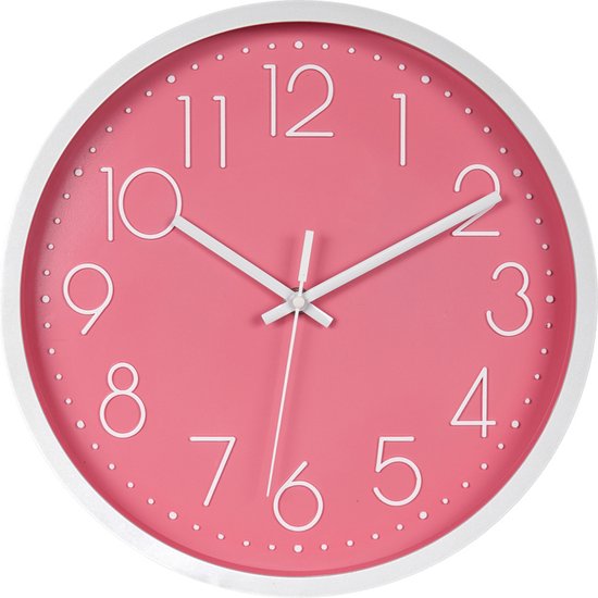 IvoQ Elegante Wandklok Roze 30 cm - Strak Design - Modern & Stil - Ideaal voor Thuisdecoratie