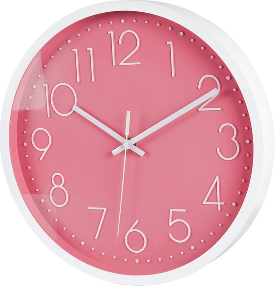 IvoQ Elegante Wandklok Roze 30 cm - Strak Design - Modern & Stil - Ideaal voor Thuisdecoratie