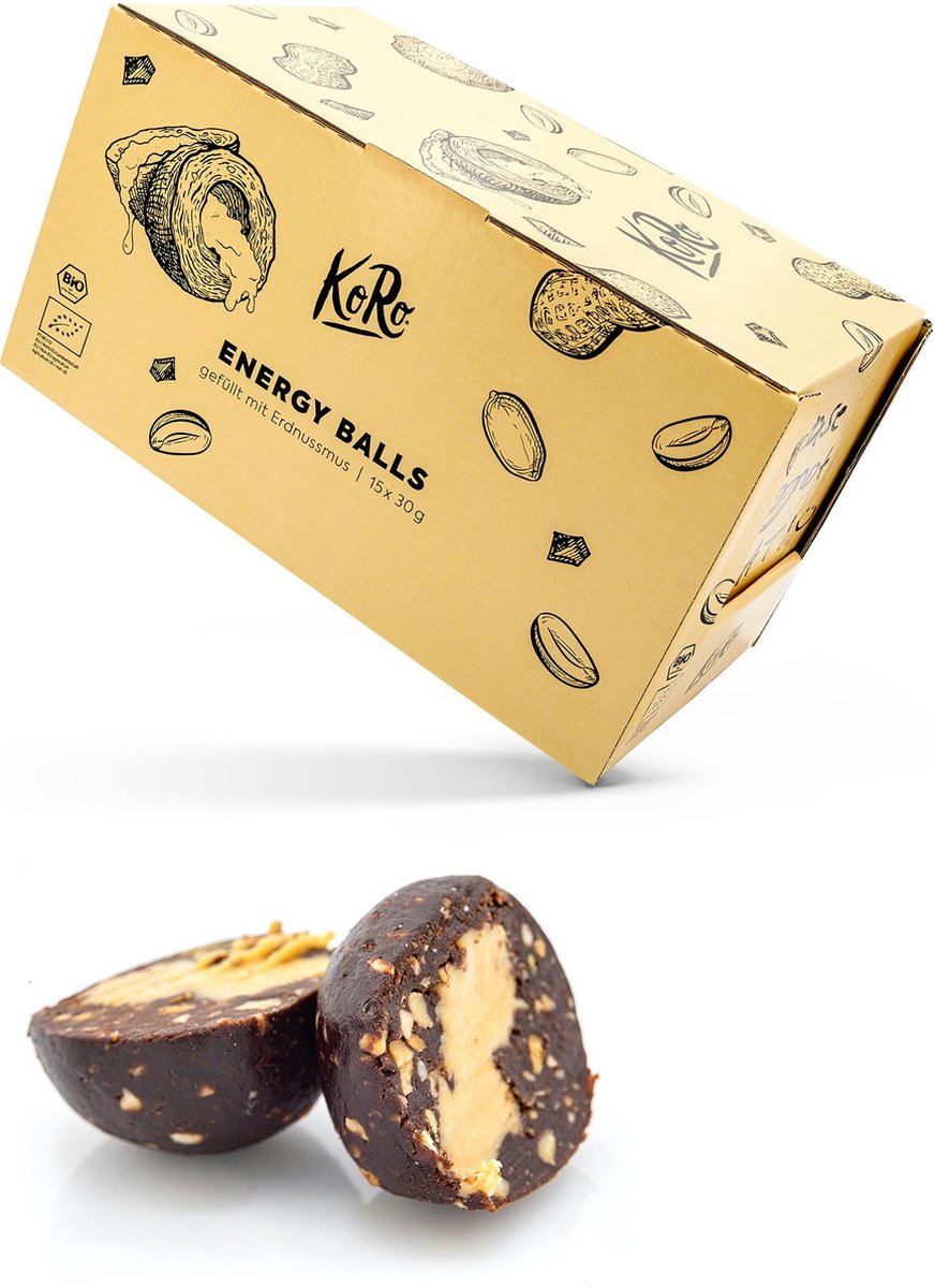 Goedkoopste KoRo | Bio vegan energy ball pindakaas 14 x 30 g