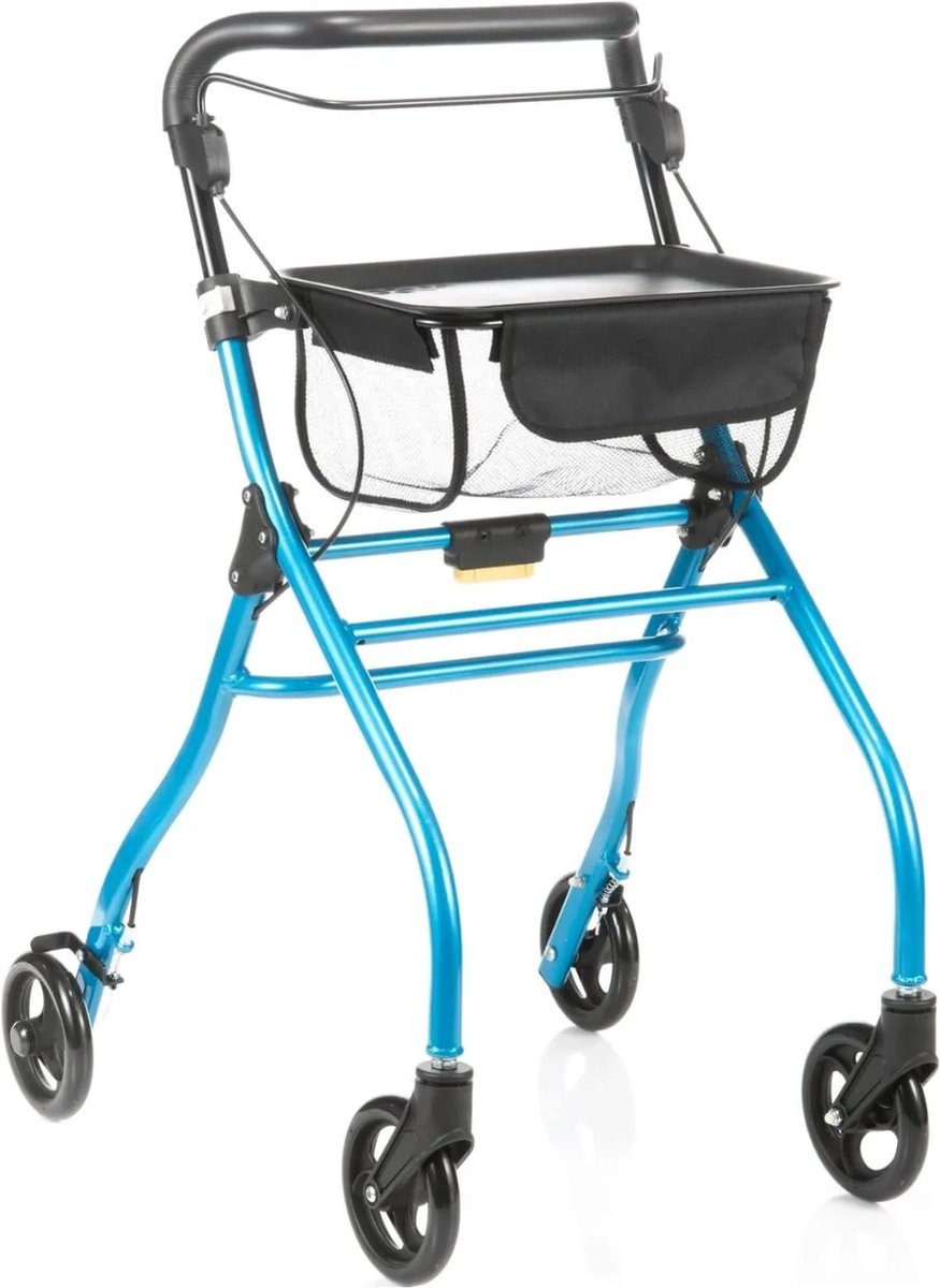 Goedkoopste Binnen rollator Plaza Indoor - Inclusief dienblad en opbergnetje - Eenhandig bediening - Betrouwbare remmen - Korte draaicirkel - Opvouwbaar - Compact - Blauw