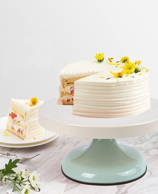 Plateau Tournant à Gâteau 27 Cm - Rotation Fluide, Fond Antidérapant - Avec Spatule - Pour Glaçage, Décoration Pâtisserie