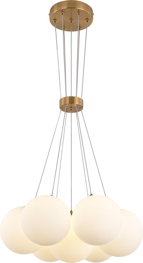 Lumex® - Jade hanglamp met 7 lichten - Wit -Goud - Hanglampen - Eetkamer - Woonkamer - Industrieel
