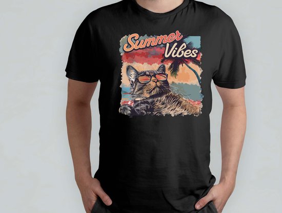 Summer Vibes - T Shirt - Cats - Gift - Cadeau - CatLovers - Meow - KittyLove - Katten - Kattenliefhebbers - Katjesliefde - Prrrfect