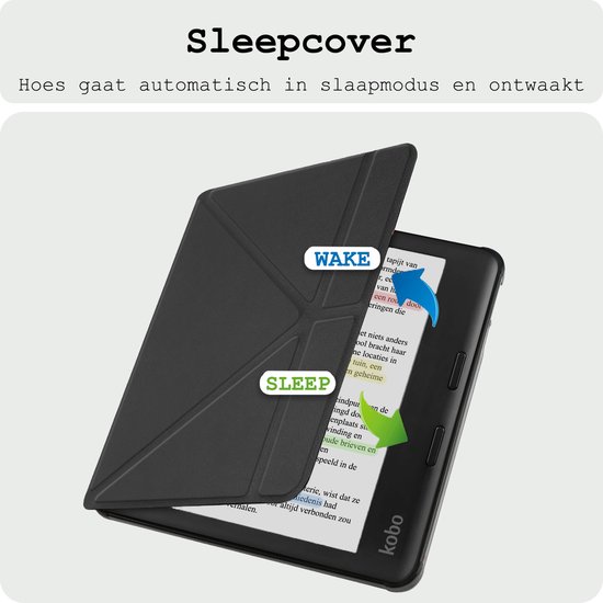 Hoes Geschikt voor Kobo Libra Colour Hoesje Bookcase Cover Hoes Trifold - Hoesje Geschikt voor Kobo Libra Colour Hoes Cover Case - Zwart van TechAccs — afbeelding 5