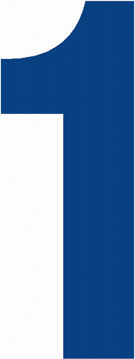Cijfersticker nr. 1 BLAUW 10x5cm, plakcijfer, huisnummersticker, containersticker, magazijn sticker, showroom, tuincentra