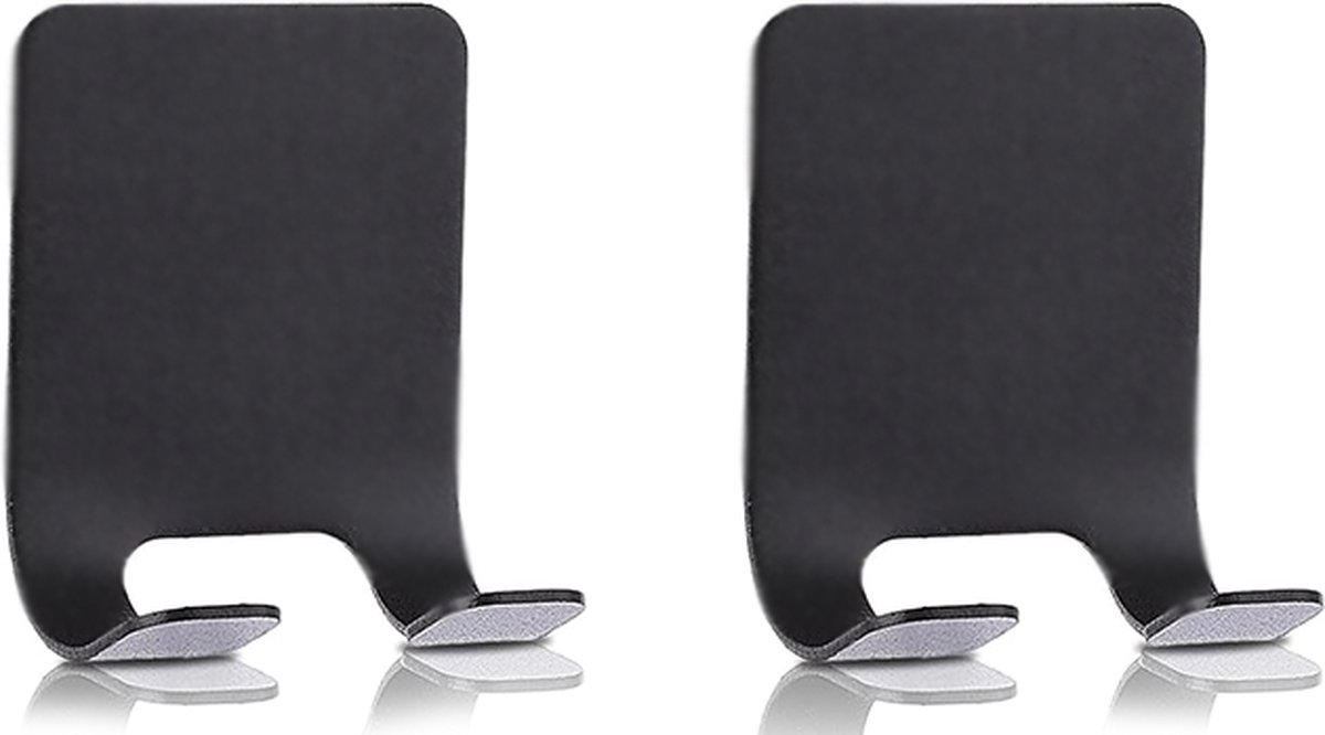 2-PACK Scheermeshouders of Handdoekhaken - Matzwart - Gebruik ook voor Smartphone