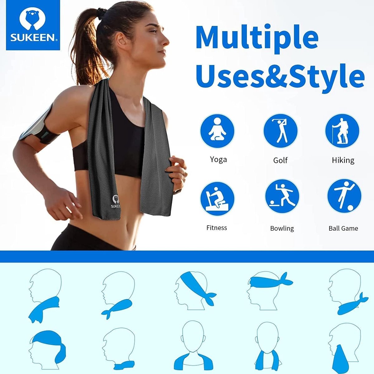 Koelhanddoek 30x81 Cm – Snel Drogend, Ademend – Voor Yoga, Sport, Hardlopen, Fietsen – Machinewasbaar