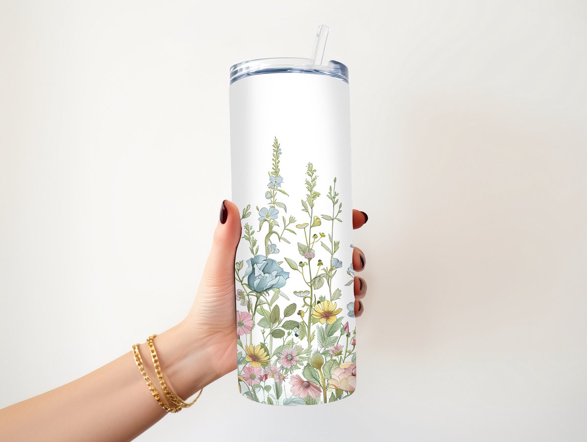 KadoDash - Tumbler - Drinkbeker - Isolatiebeker - Wild Flowers