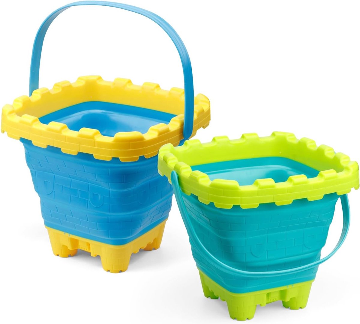 Goedkoopste Opvouwbare strandemmer, grote inklapbare slotemmer, zandemmer met handvat voor kinderen, volwassenen, zwembad, camping, drinken, visuitrusting, zomerplezier om te spelen (2 stuks