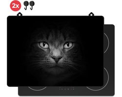KitchyMist Inductie Beschermer 71x52 cm - Kat Portret - Kookplaat Beschermer - Afdekplaat voor Kookplaat - Inductie Mat - Spatscherm Achterwand Keuken