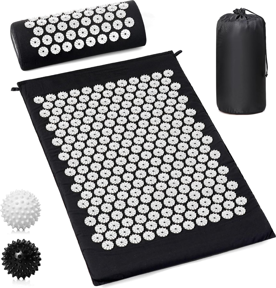 Goedkoopste Shakti Mat - Spijkmat - Acupressuur Mat met Kussen, Opbergzak & 2 Triggerpoint Ballen - 100 Katoen - 74x44cm