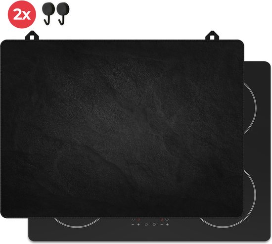 KitchyMist Inductie Beschermer 71x52 cm - Stenen Muur in het Zwart - Kookplaat Beschermer - Afdekplaat voor Kookplaat - Inductie Mat - Spatscherm Achterwand Keuken