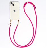 Casies hoesje geschikt voor Apple iPhone 15 Pro met verstelbaar koord - crossbody - Roze - Cord Case