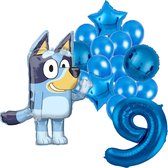 Bluey ballon set - 60x81cm - Folie Ballon - 9 jaar - Themafeest - Verjaardag - Ballonnen - Versiering - Helium ballon
