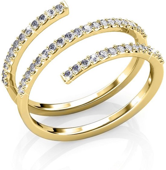 MYC-Paris ring spiraal goud met steentjes / Spiraalring - Goud en Kristal