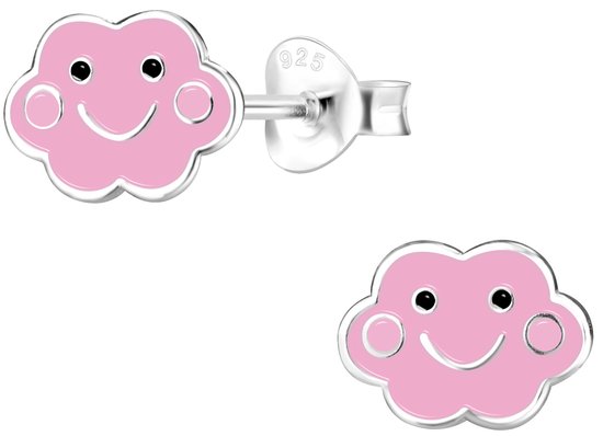 Joie|S - Boucles d'oreilles nuage rose argenté