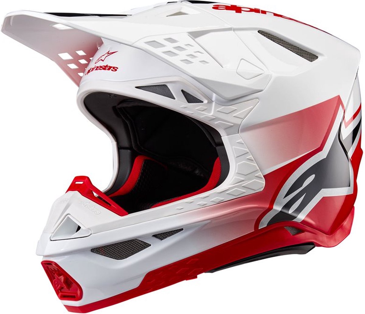 Alpinestars Supertech S-M10 Unite Helm Ece 22.06 Rood Wit Glanzend - Helm