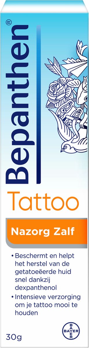 Bepanthen Tattoo Nazorg Zalf 30 gram | Beschermt en Herstelt Getatoeëerde Huid | Bevat Dexpanthenol 5% | Vrij van Parfum en Conserveermiddelen 