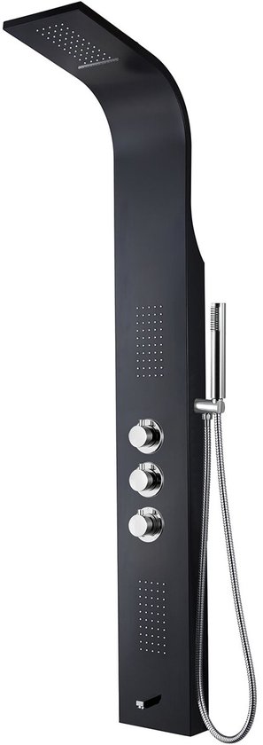 Foto: Douchepaneel douchekolom douchezuil leoni santi 160x20cm thermostatisch rvs zwart