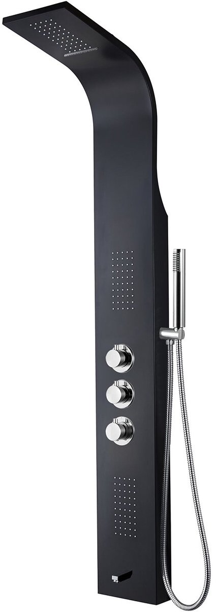 Douchepaneel - Douchekolom - Douchezuil - Leoni Santi - 160x20cm - Thermostatisch - RVS - Zwart