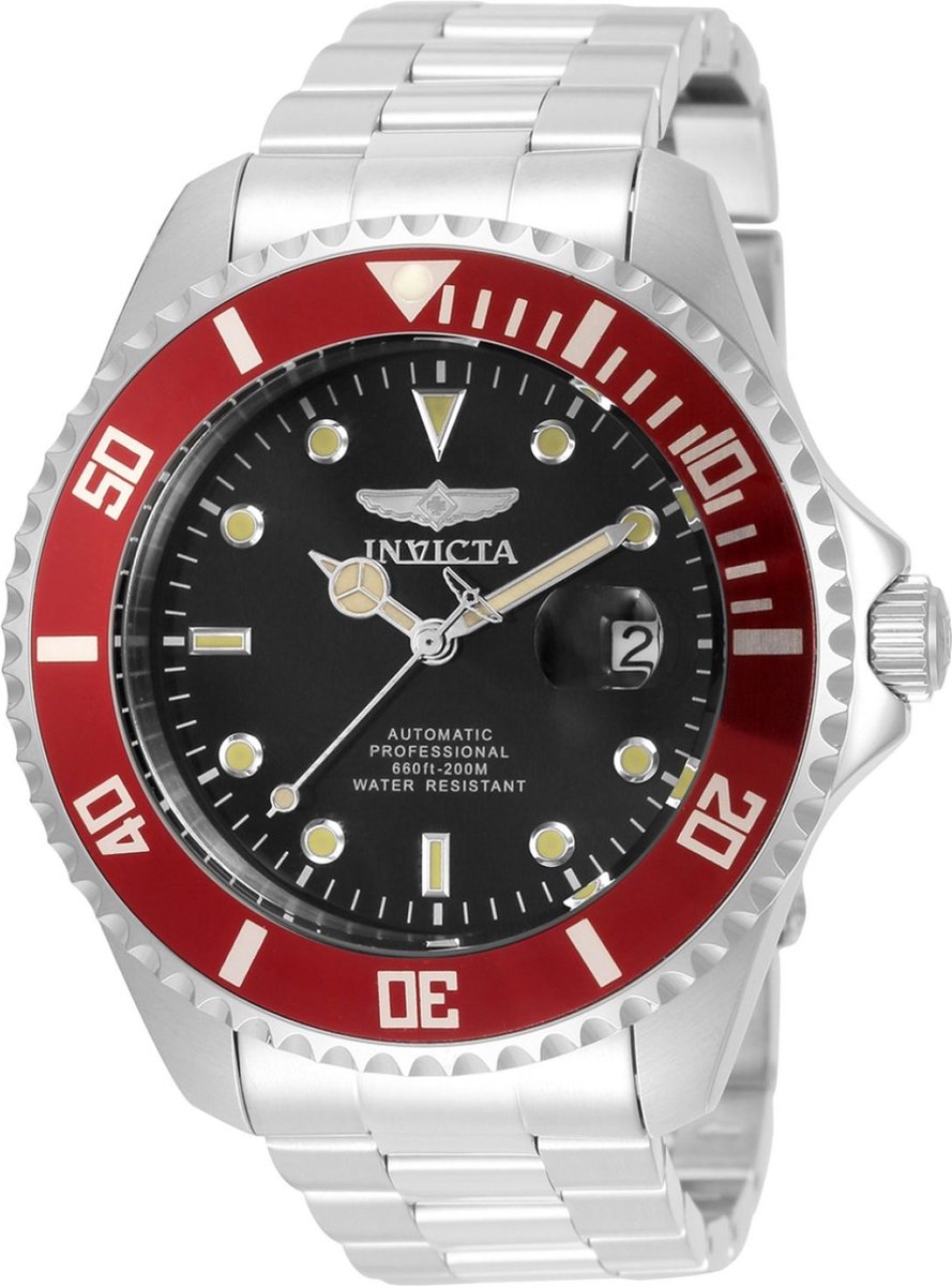 Invicta Pro Diver 35854 Heren Horloge - Waterdicht - Analoog - Automatisch Uurwerk - Roestvrij Staal met zwarte Wijzerplaat - 47mm