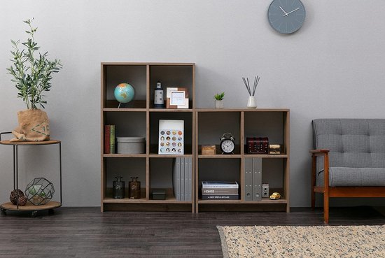 Iris Ohyama, Kubus boekenkast / Open houten plank / Kast met 6 planken , Eenvoudige montage, modulair, Kantoor, woonkamer, school - Wood Open Shelf - WOS-6 - Witte eik