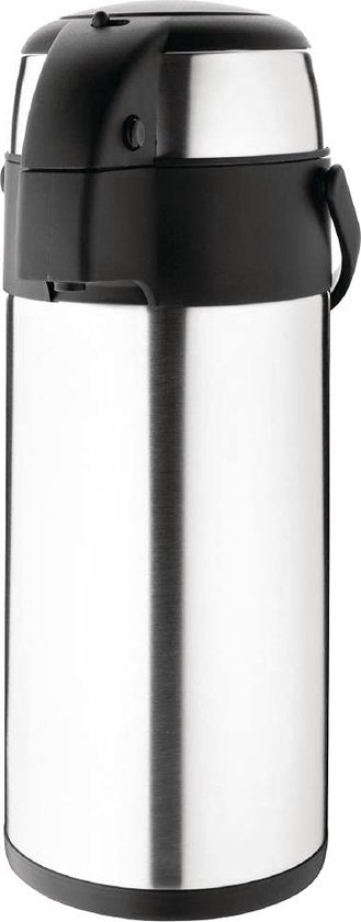 Pichet à Pompe Olympia 5L - Acier Inoxydable Double Paroi - Garde Boissons Chaudes 3-4h - Buffet Restaurant