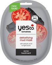 Yes To Tomatoes - Detoxifying Mud Mask - VEGAN - Acne Treatment - 0,5% Salicylic Acid - Moddermasker - Gezichtsverzorging - 1 Single Use Face Mask - 10 ml