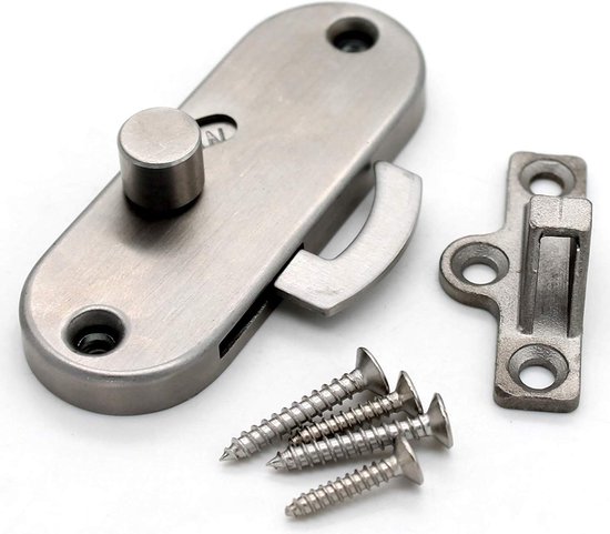 Schuifdeurslot, 90/180 deurslot, voor schuifdeuren, schuren, badkamers, ramen, keukens, enz. (zilver