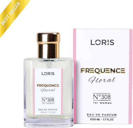 Loris Parfum Frequence Oriental - 308 - Damesparfum - 50ML - Eau de Parfum - Top noten: Zwarte Bes / Roze Peper / Bergamot Midden noten: Jasmijn / Jasmijnthee Basis noten: Vanille / Cashmere / Houterig