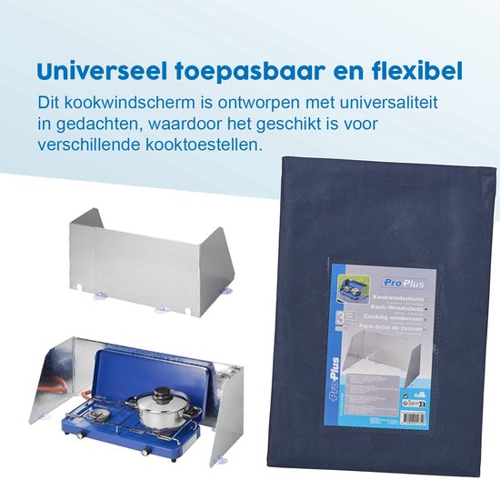 ProPlus Windvrij Kookscherm - 73x24cm - 3 delig - Aluminium - Inclusief zuignappen - Anti-spatscherm - Vlambeveiligers - Campingscherm - Gasbrandschild - Warmtebeheerscherm - Buitenkeuken - Campingaccessoires van ProPlus — afbeelding 5