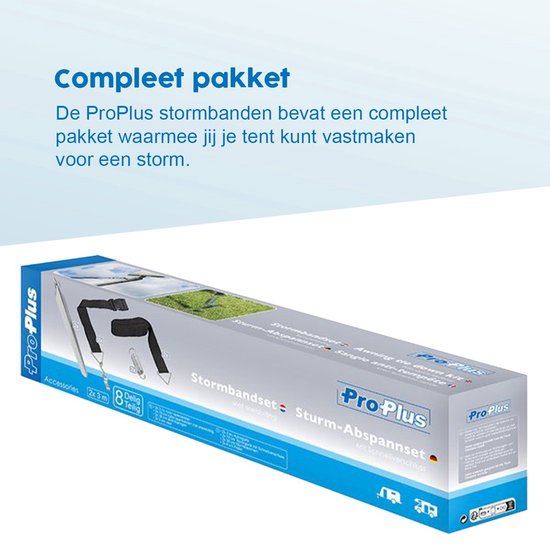 ProPlus Stormbandenset - 3,2 M - Met Peesbevestiging voor Luifelrail - Stormlijnset - Tent Stormkit - Caravan- en camperluifels - Voortenten - Compleet pakket - Incl. stormharingen & veer van ProPlus — afbeelding 3