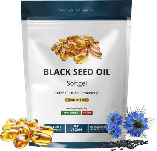 Foto: Black seed oil capsules 180 stuks 1800mg per dag vegetarisch hoogwaardige koudgeperste zwarte komijnolie capsules zwartzaadolie nigella sativa zonder gelatine