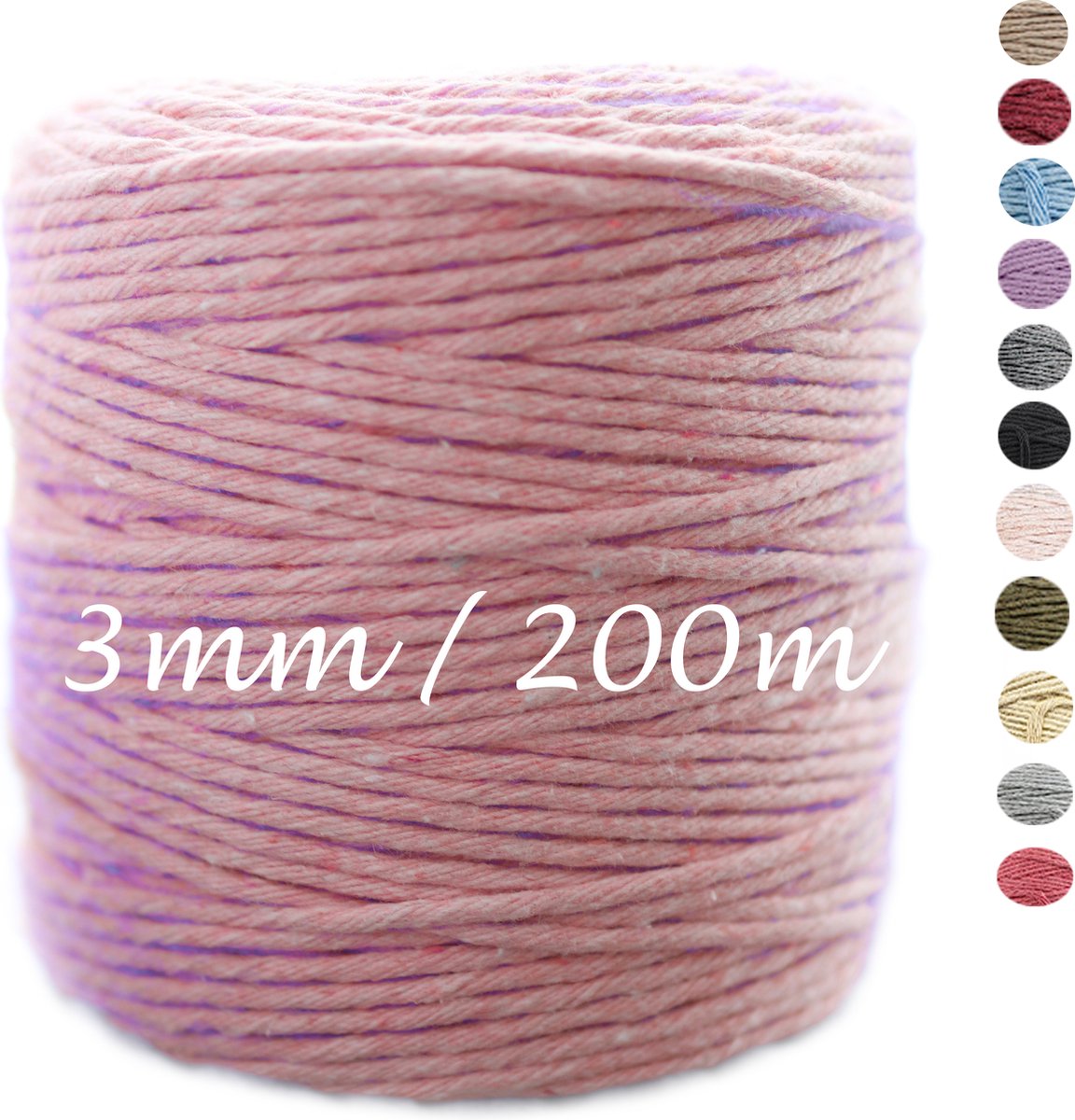 3mm x 200m Pastel Pink macramé katoenen koord Macrame Touw|kleuren om mee te knutselen|Garen voor Wandkleed en Plantenhanger Zelf Maken|Dromenvanger||engel van macramé — afbeelding 6