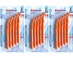 Sanitral hoek interdentale ragers (0,5 mm - maat S2), schuine tandborstel voor het reinigen van tanden - uitstekende toegang tussen de tanden - orange (3 x 5 stuks) 15 stuks