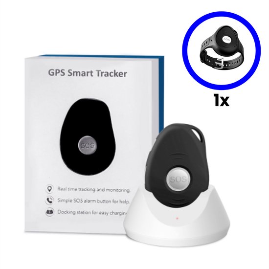 EVO 7S 4G Zwart - SOS Noodknop Met Docking Station - Alarmknop voor Personen & Ouderen - GPS Tracker Senioren - SOS knop - Valdetectie - Waterdicht - Incl. Simkaart - Incl. Horlogeband - Geen Abonnement Nodig
