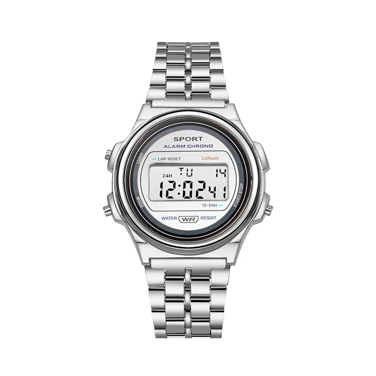 Digitaal Rond Horloge - Staal - Zilverkleurig | Ø 37 mm | Fashion Favorite
