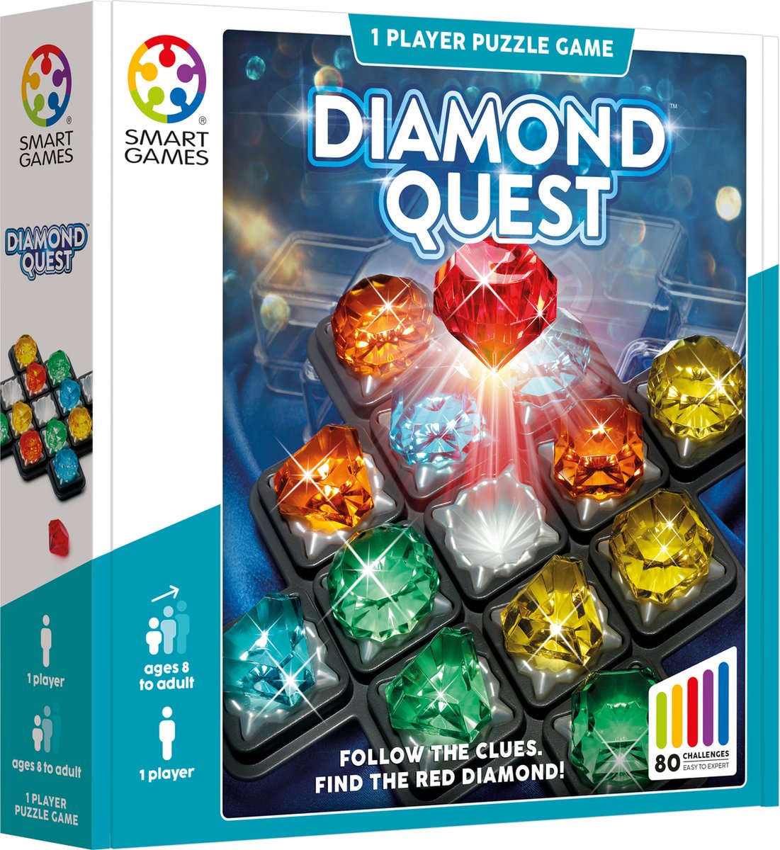 SmartGames - Diamond Quest - Logica - 80 uitdagingen - Diamanten - Kleuren en Vormen