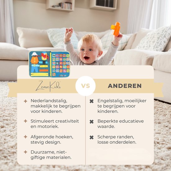 ZenseKids® Busy Board - Nederlands - Montessori speelgoed - Activiteitenboek - Sensorisch Speelgoed - Busy Book - Educatief Speelgoed - Peuter Speelgoed - Jongens - Meisjes - Voor in de auto - Voor onderweg - 3 jaar - 4 jaar - 5 jaar - 6 jaar van ZenseKids — afbeelding 5