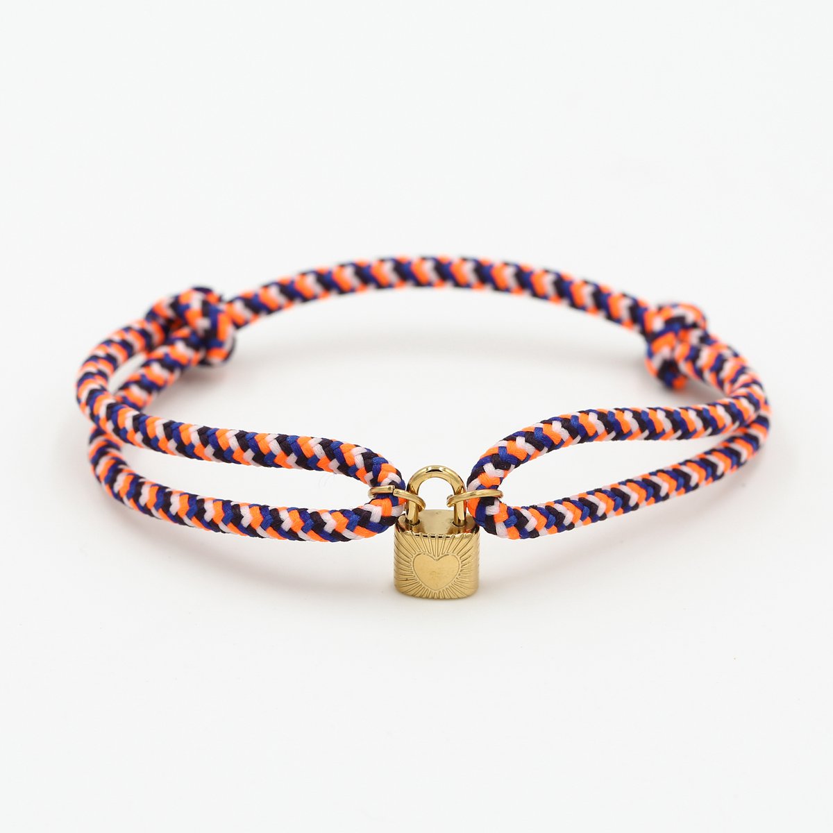 Michelle Bijou - Armband met hartslotje - Blauw - Oranje - Wit