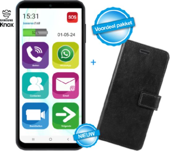 Foto: Senioren smartphone met grote knoppen whatsapp simlockvrij op basis van samsung senioren mobiele telefoon 128gb 6 6 inch scherm inclusief beschermhoes