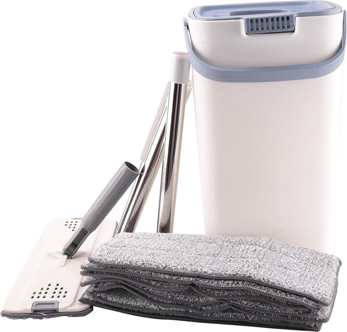 Goedkoopste Lazy Flat Floor Dweilen en Emmer Reinigingssysteem - Wasbare Microvezelpads - Handbediende Moppen voor Hardhouten Vloeren mop and bucket set
