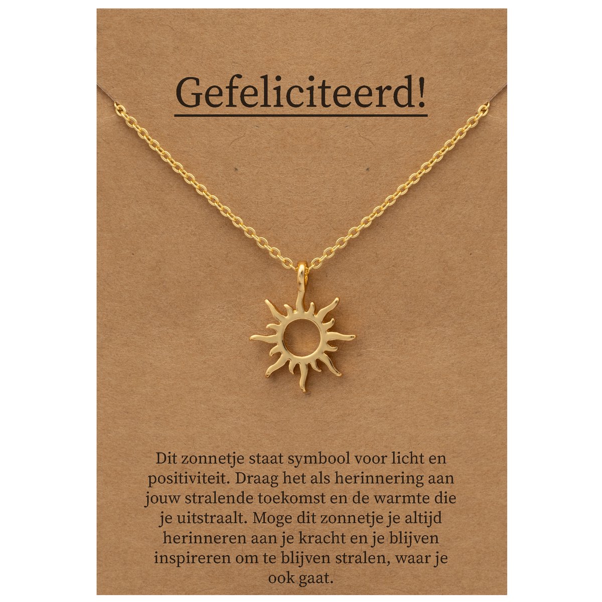 Gefeliciteerd Cadeau Ketting - Zonnetje Geluk Sieraad - Goudkleurig - Gefeliciteerd - Pax Amare